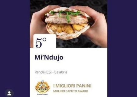Mi’Ndujo Calabria al quinto posto della 50 Top Italy 2023 con il paninazzo sanizzo